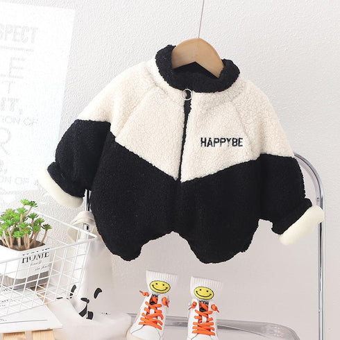 Winter boy plus velvet long sleeve coat